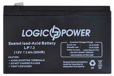 Аккумуляторная AGM батарея LogicPower 12V 7.2Ah