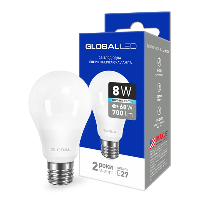 Светодиодная лампа Maxus LED GLOBAL A60 8Вт (161)